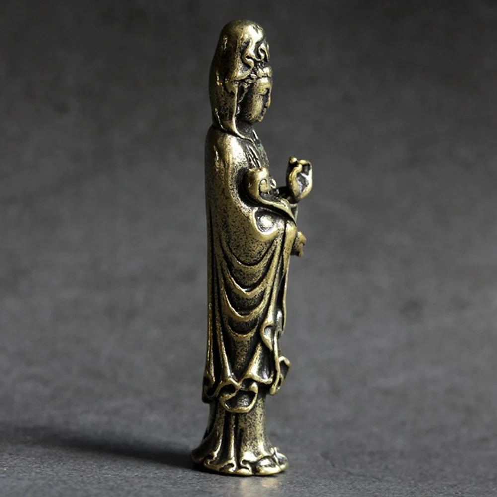 AT19-Miniature Buddha Guan Yin Bodhisattva Bronze Buddha Bronze Statue For Small Landscape Decoration Antique Bronze Ware