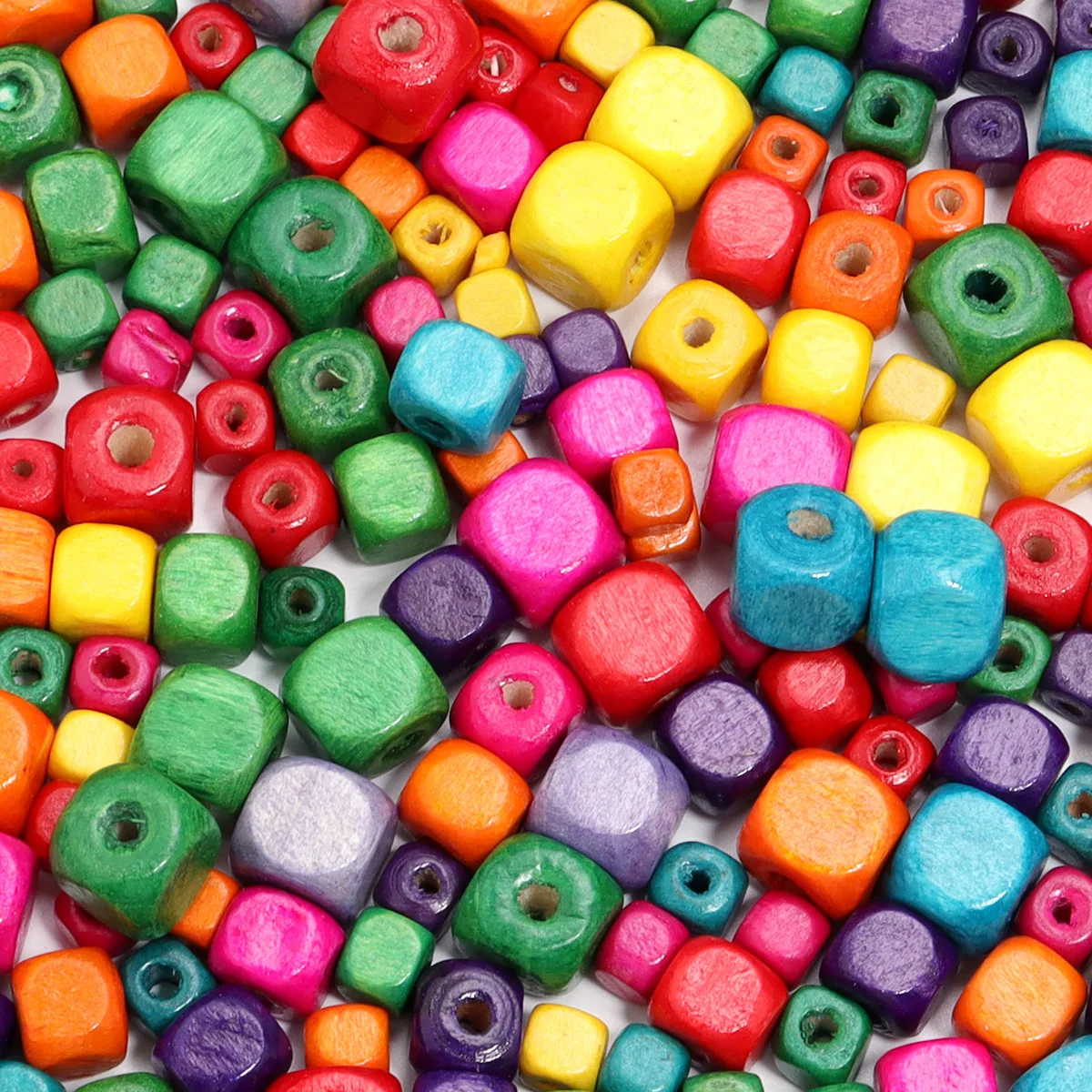 100/200/500pcs/lot Wholesale Price Mixed Colored Wooden Square Beads DIY Jewelry Findings Loose Beads