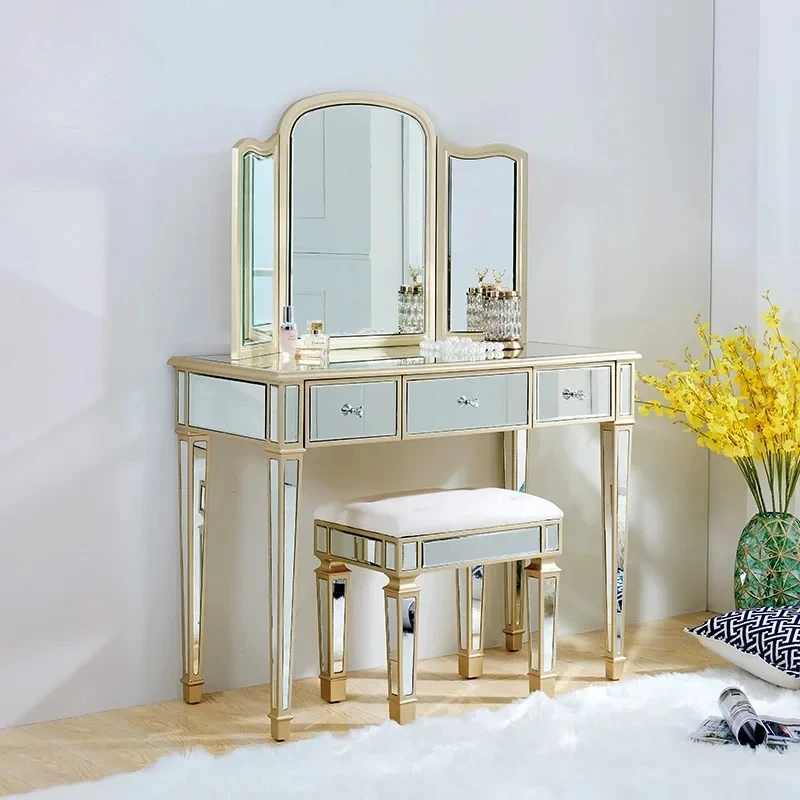 

Тумба для спальни, простая, современная, для небольшой квартиры, из массива дерева, с зеркалом, в стиле принцессы, европейский мини-туалетный столик