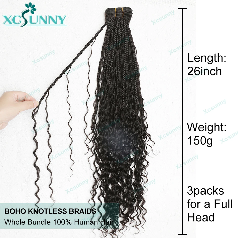 30inch Bundles Human Hair Braided Extensions Water Wave Boho Braids Human Hair Curly Weave With Weft Wholesale For Black Women