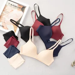 Ensemble de soutien-gorge et culotte sans couture pour femme, sous-vêtements push-up, lingerie intime, sans fil, grande taille, M, L, XL