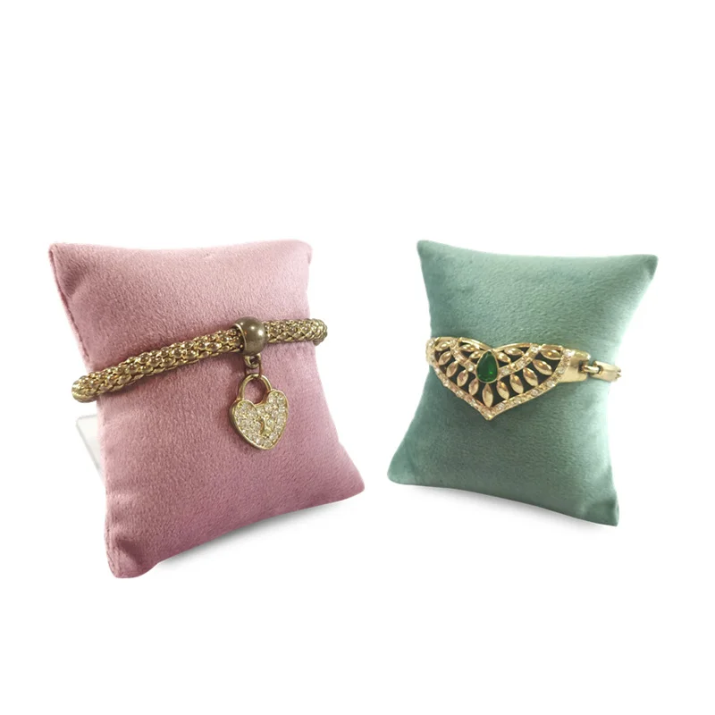 Velvet Hand Jewelry Display Pillow Watch Pillow Gift Box Inner Core Bracelet Bangle Anklet Chain Display Refreshing Cyan Pink