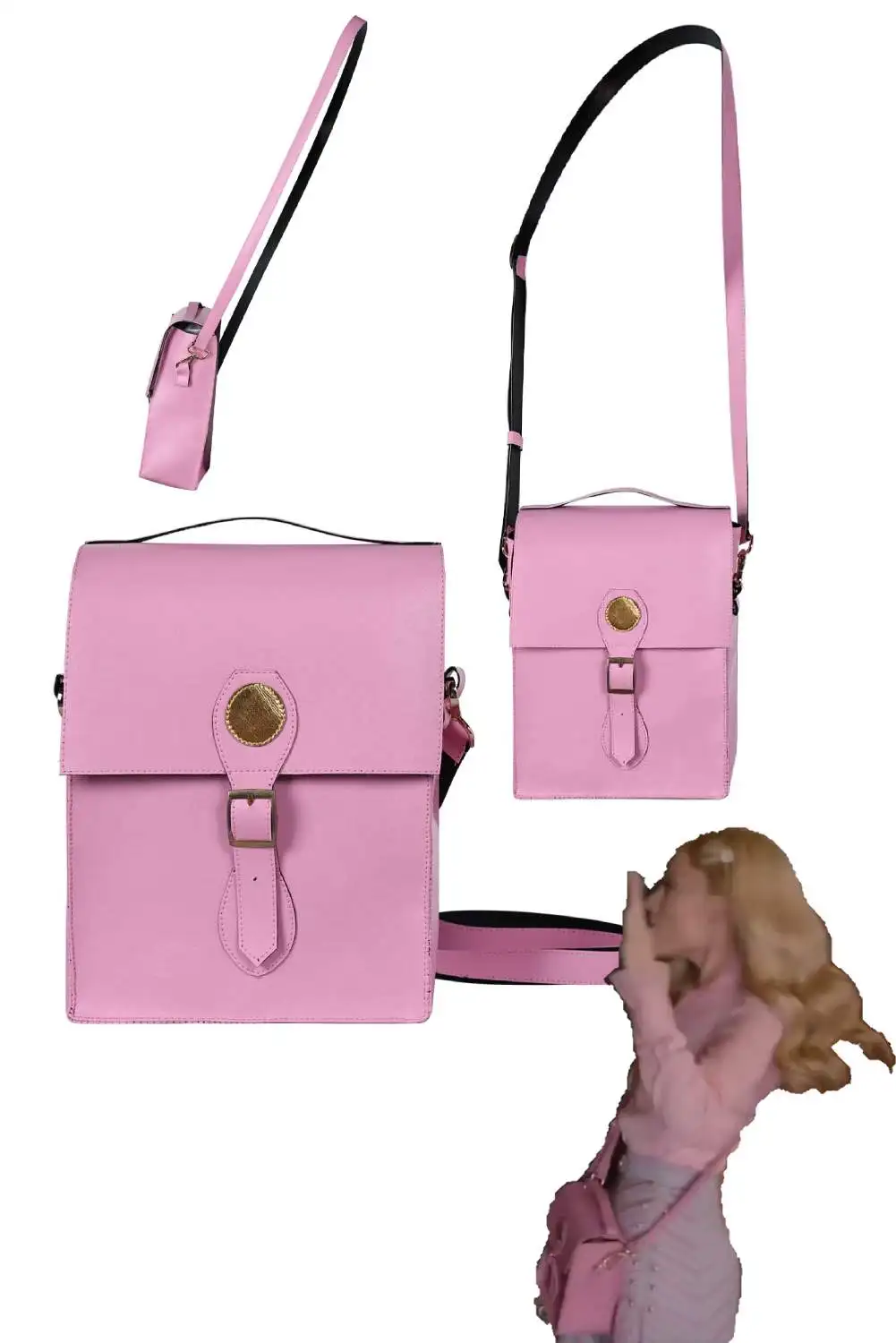 Glinda Cosplay Girls Pink Shoulder Bags Wicked School Bag Costume Accessories Female Women Disguise Outfits Halloween Carnival