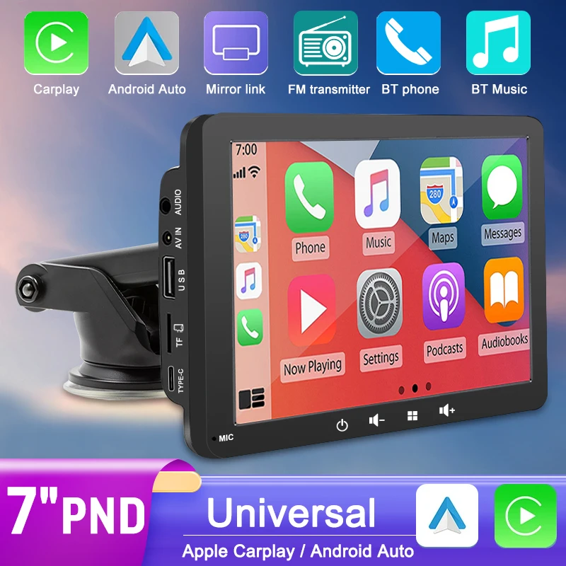 Universal 7 Inch Car Radio Multimedia Player Wireless Carplay GPS Navigation Android Auto Touch Screen Bluetooth Easy to install