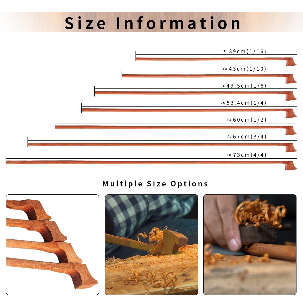 Unfinished 4/4 3/4 1//2 1/4 1/8 1/10 1/16 Fiddle Bow Brazilwood Arco Stick Fiddle Bow Sticks Maker Luthier Blank DIY Bow Stick
