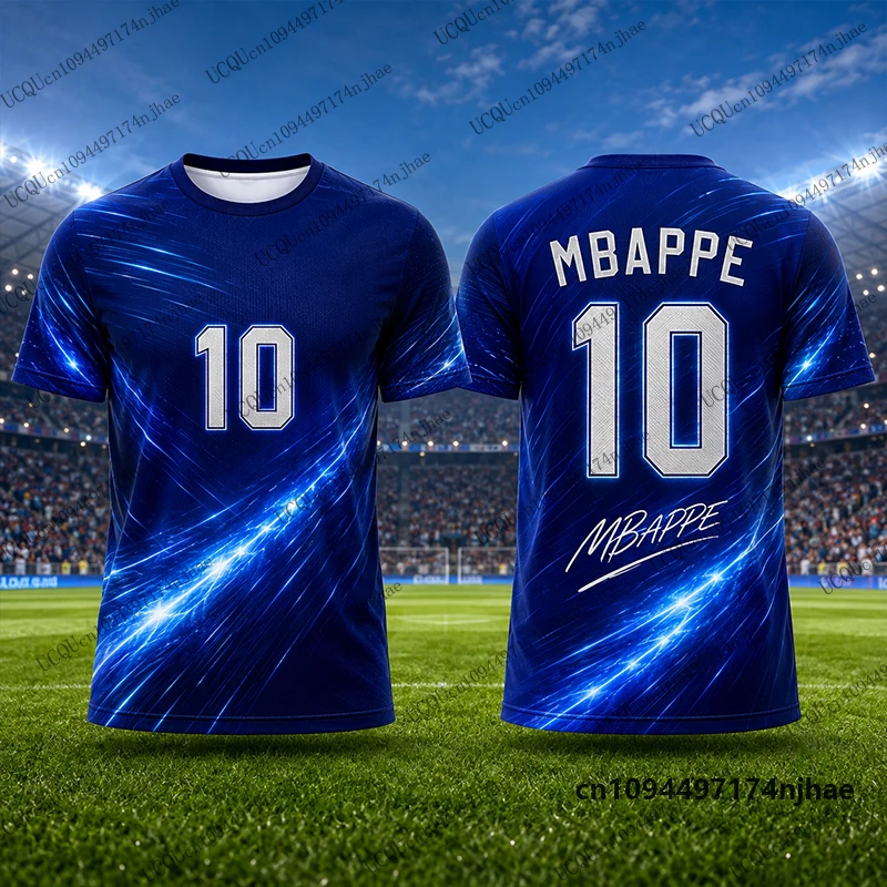 2027 Neues Sondermodell Mbappé # 10 bedruckte Fußballtrikots für Herren, T-Shirt, Sommer, atmungsaktiv, schnelltrocknend, Sport-T-Shirts, lässige Oberteile für Kinder/Erwachsene – Detail 9