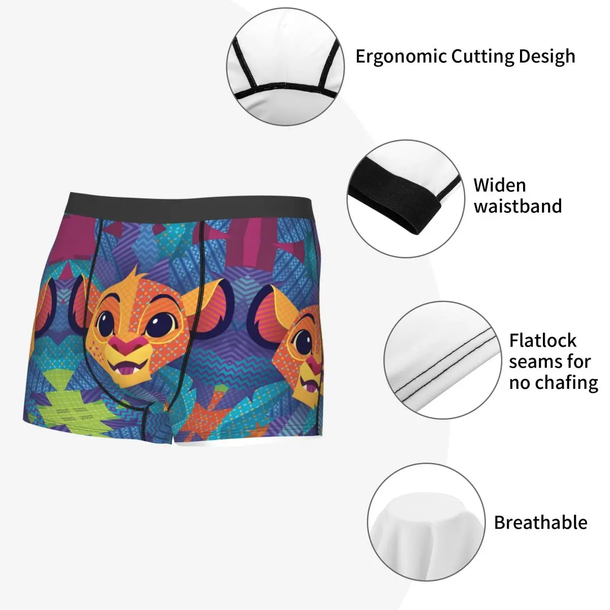 Ropa interior personalizada de la película del Rey León para hombre, calzoncillos Boxer con estampado de Simba Cub de dibujos animados, bragas, calzoncillos transpirables