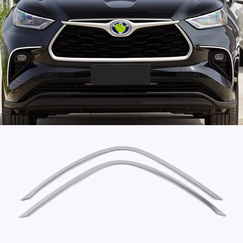 

For Toyota Highlander Hybrid 2021 2022 Chrome Front Foglight Fog Light Eyebrow Strips Cover Trim Protect Car Accessories