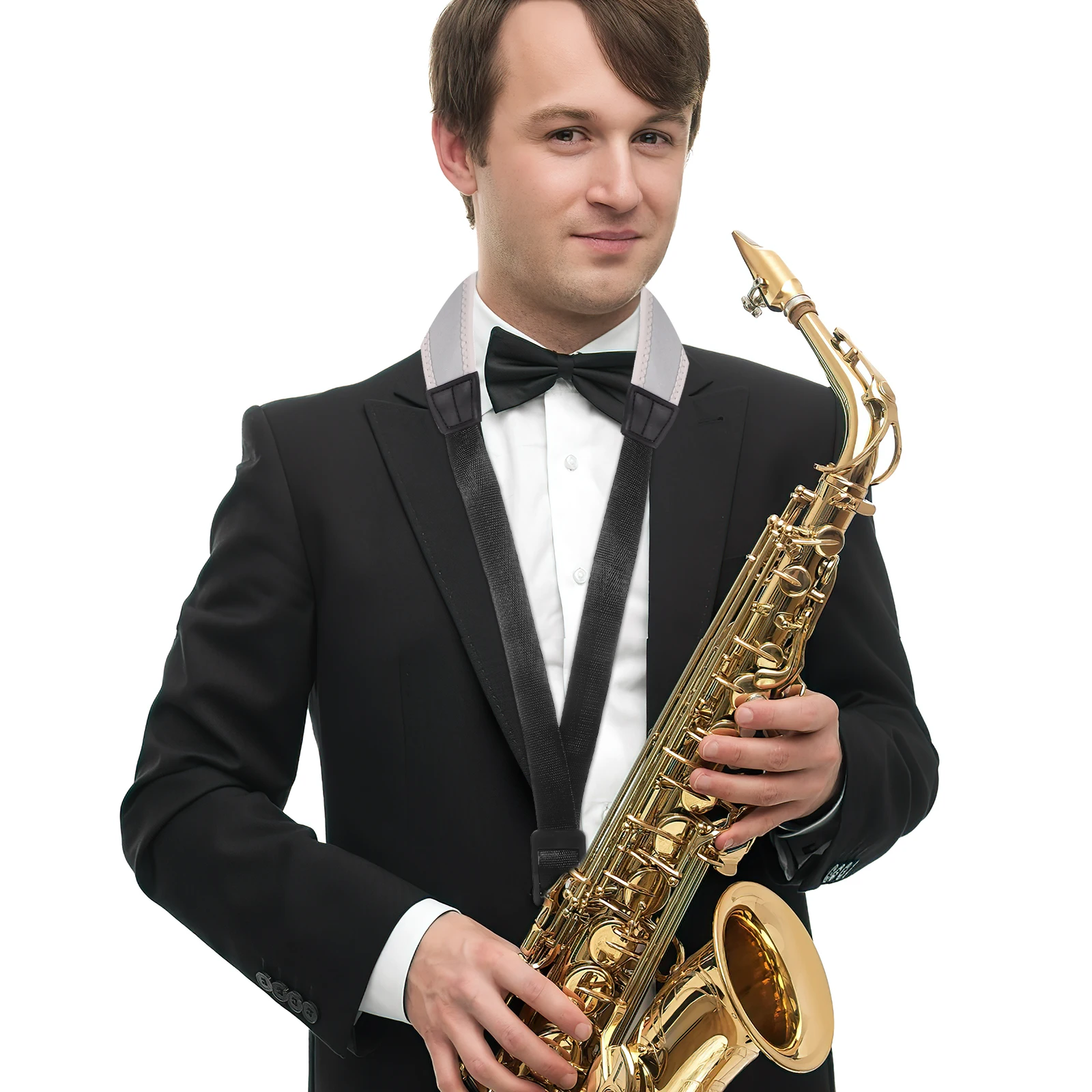

Saxophone Strap Neck Straps Adjustable Reed Harness Padded Grey Musical Instrument