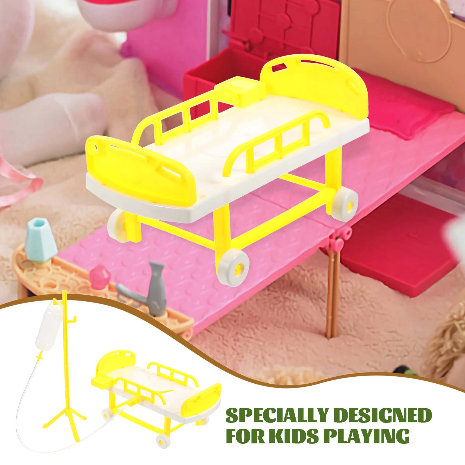 Toddler Toys Simulated Medical Bed Crib Accessories Mini Set Child Pretend Play Kids