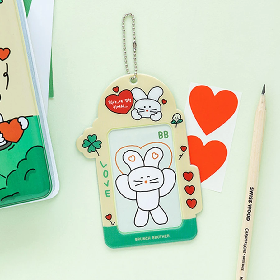 1pcs Photocard Card Holder,3Inch Cartoon Card Binder with Chain Photo Protector Photo Card Album Sleeves Keychain Pendant