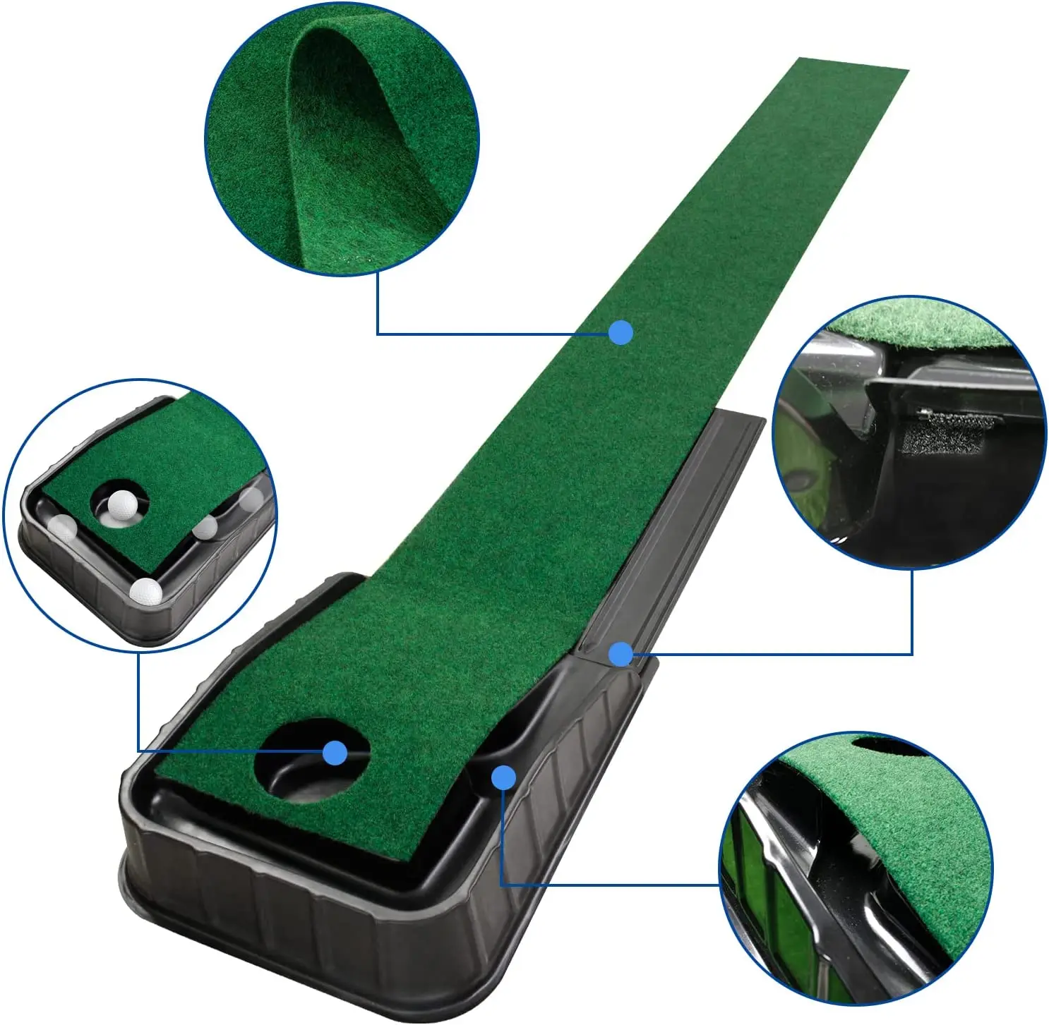 Alfombra de Golf para interiores, Putting Green Mat, práctica con retorno de pelota, entrenador, alfombra de entrenamiento, suministros para