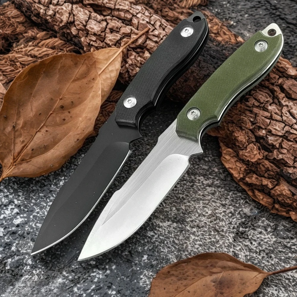 

Тактический нож с фиксированным клинком из стали 8Cr13MoV, рукоять G10, для охоты, исследований, кемпинга и выживания, с ножнами