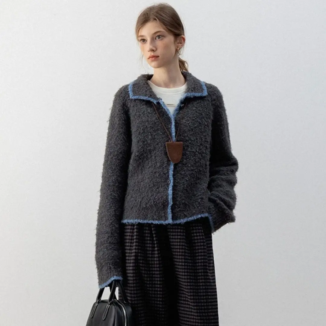 

2025 New Knitted Open Cardigan Women's Loose Long Sve Sli Student Spring Autumn Season Polyester Fiber 00% Sweater