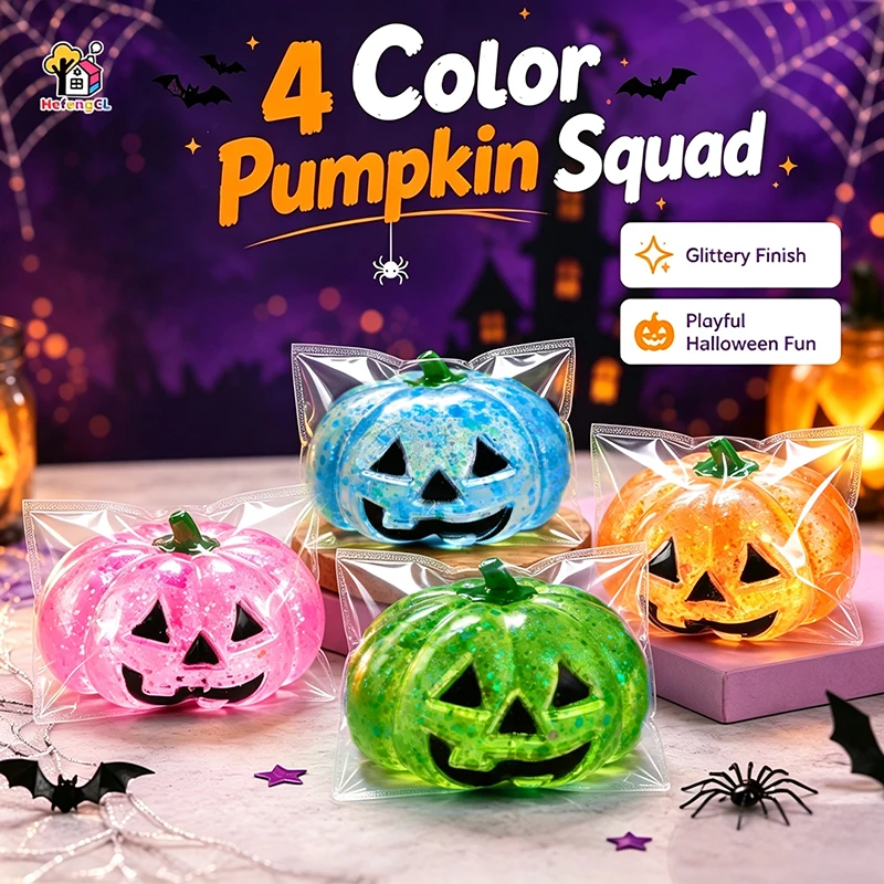 Halloween Pumpkin Squeeze Toy,TPR Soft Bead Filled Pumpkin Toy,Fun Party Favor Decoration,Holiday Game Gift,Goodie Bag Fillers,Halloween Party Supplies,Holiday Decor