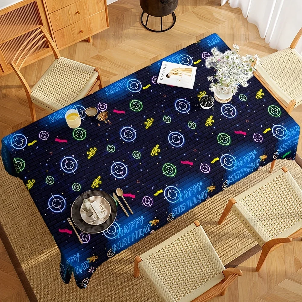 1pc Laser Label Birthday Party Tablecloth Tablecloth - Square/Rectangular Polyester Tableclothxzj