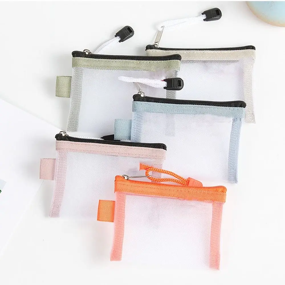 

Small Wallet Transparent File Bag Organizer Case Small Coin Purse ID Credit Card Holder Mini Zipper Pouch Mesh Storage Bags