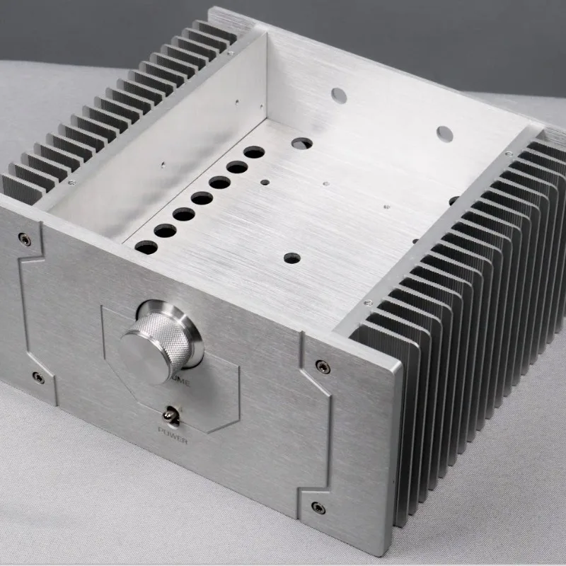 Precision Full Aluminum Amplifier Chassis Case with Dual-Side Heatsink 240x211x120mm