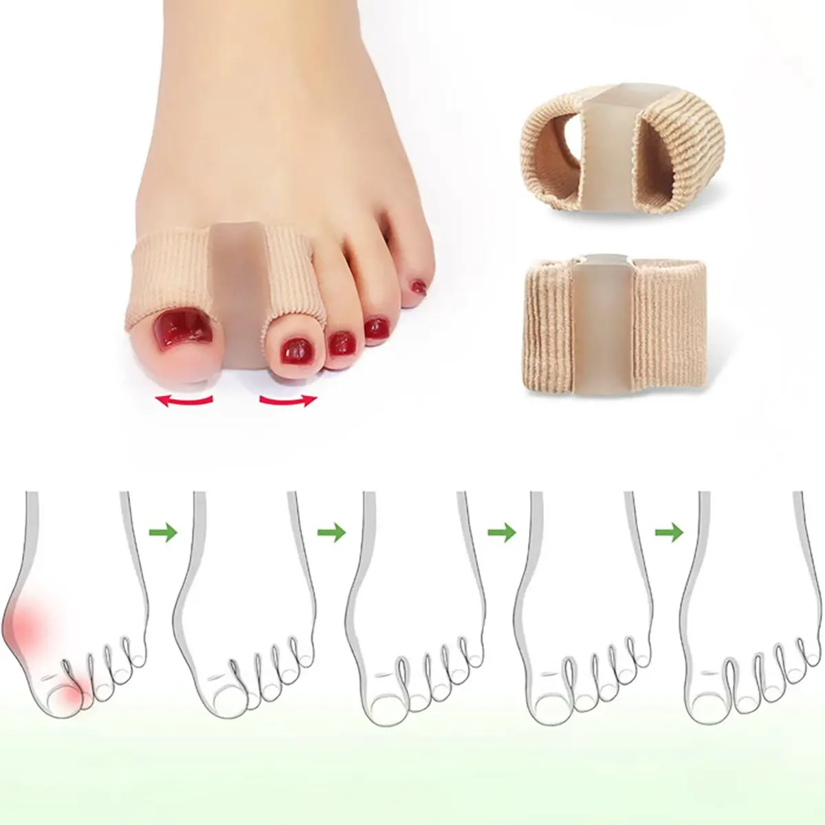 1 Stück Silikon-Zehenspreizer mit 5 Löchern/4 Löchern/3 Löchern – Fußpflege, hilft beim Schlafen, erleichtert das Gehen und das Anziehen von Schuhen, wiederverwendbar, Mehrfachloch-Design, waschbarer Zehenspreizer – Detail 3