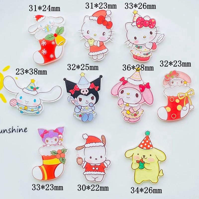 10 PCS New Kawaii party Cartoon Animal kitten Rabbits, puppies Series Acrylic Flat DIY Jewelry Children Gift Hairpin Accessories image 3