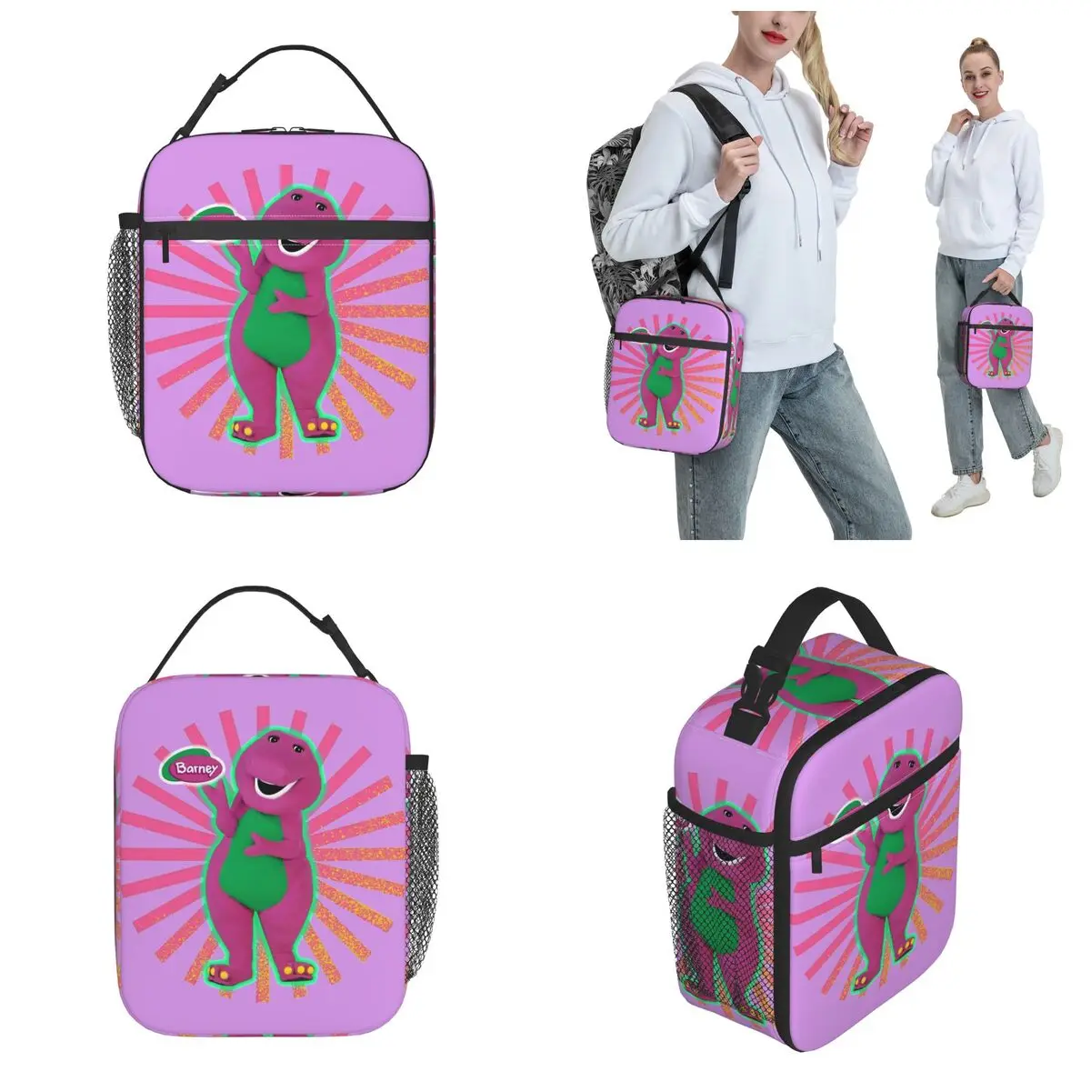 Barney Barney And Friends TV Show Insulated Lunch Bags Storage Food Box Leakproof Cooler Thermal Lunch Boxes For Picnic