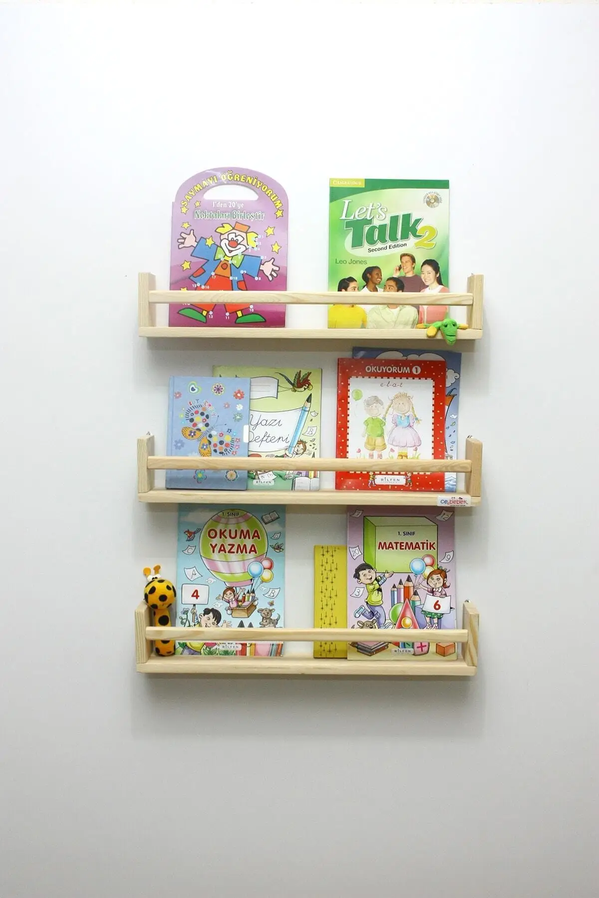 Big size long 3 pcs Montessori Bookshelf 60 cm Wall Rack Baby Kids Room Wooden Bookcase