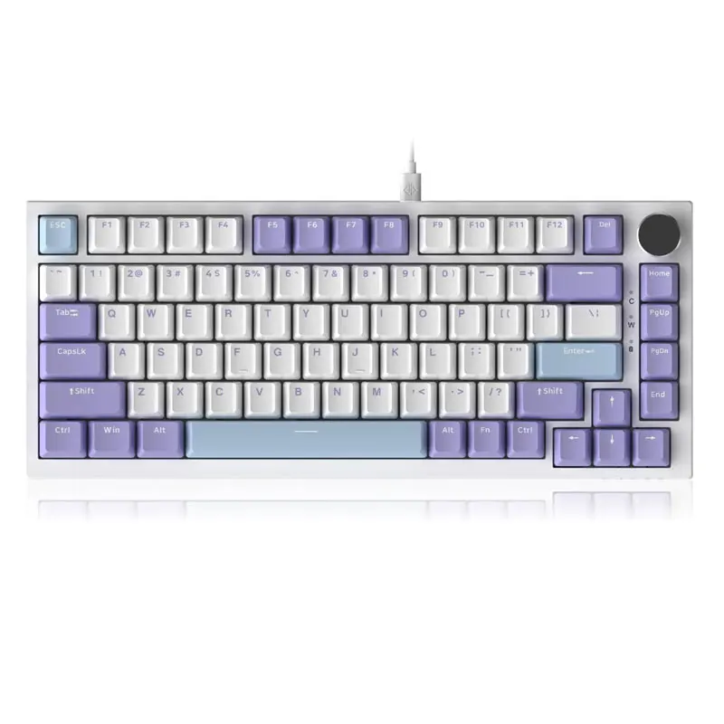AJAZZ AK820 75% Layout Kabelgebundene Mechanische Gaming-Tastatur, mit Lautstärkeregler, Südseitiger LED, PBT-Tastenkappen, Programmierbares RGB