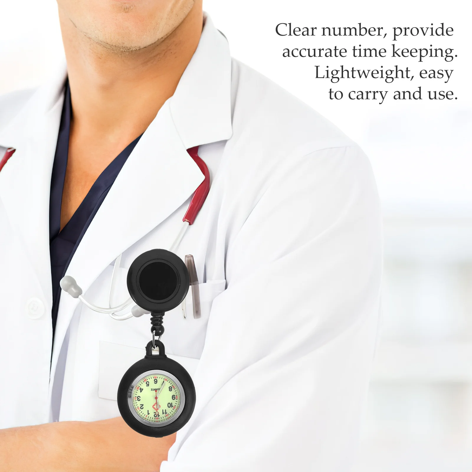 Luminous Doctor For Students Badge Reel Pocket Watch Clip-On Pocket Hanging Watch Creative Chic Smiling Face Durable Lightweight