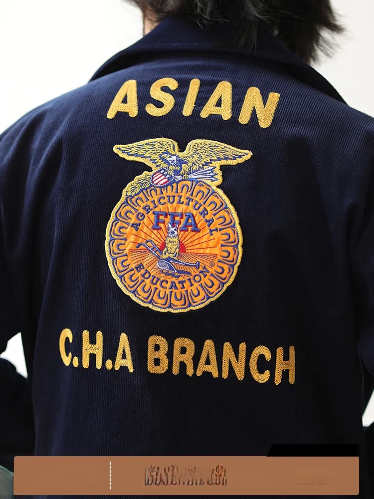 

Retro American Tee-Color Corduroy Embroidered Jaet Narrow Width Aicultural Cooperation Association MBBCAR Youth Outerwear