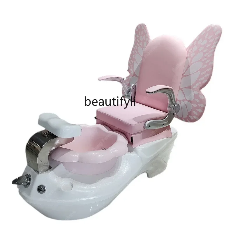 

Design Unique Pink Beauty Salon Equipment Foot Spa Nail Scrubbing Chair Butterfly Pedicure Chair