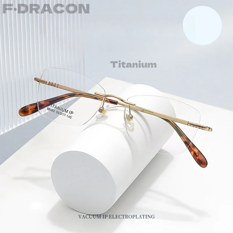 

Оправа для очков без оправы из чистого титана, новинка, мужская оправа для очков, оптическая оправа для очков по рецепту для женщин, 98002
