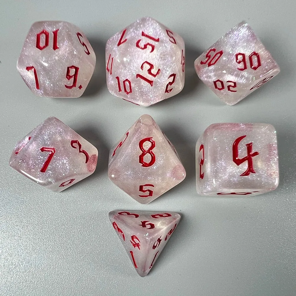 

7Pcs/Set Durable Acrylic DND Dice 7-Die D4 D6 D8 D10 Polyhedral Dice D12 D20 Game Dice For TRPG DND