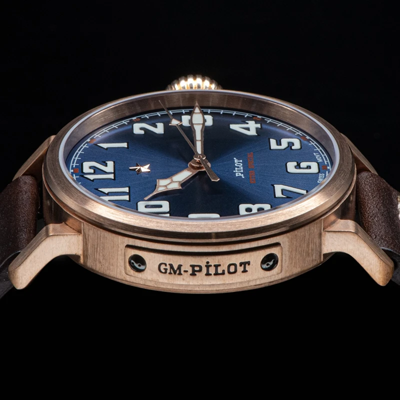 LEOCYLIN Aviation Pilot bronze Automatic mechanical watches sapphire Glass luminous waterproof 44mm Seagull movement Wristwatch