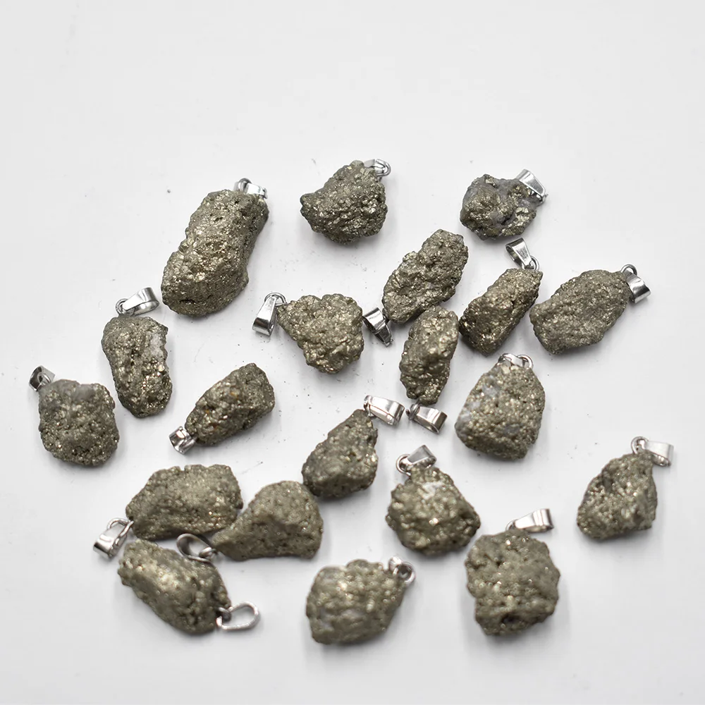 Fashion  Natural Stones Pyrite Crystal Cluster Irregula Pendants Charms For DIY Jewelry Making 20pcs/lot Wholesale free shipping