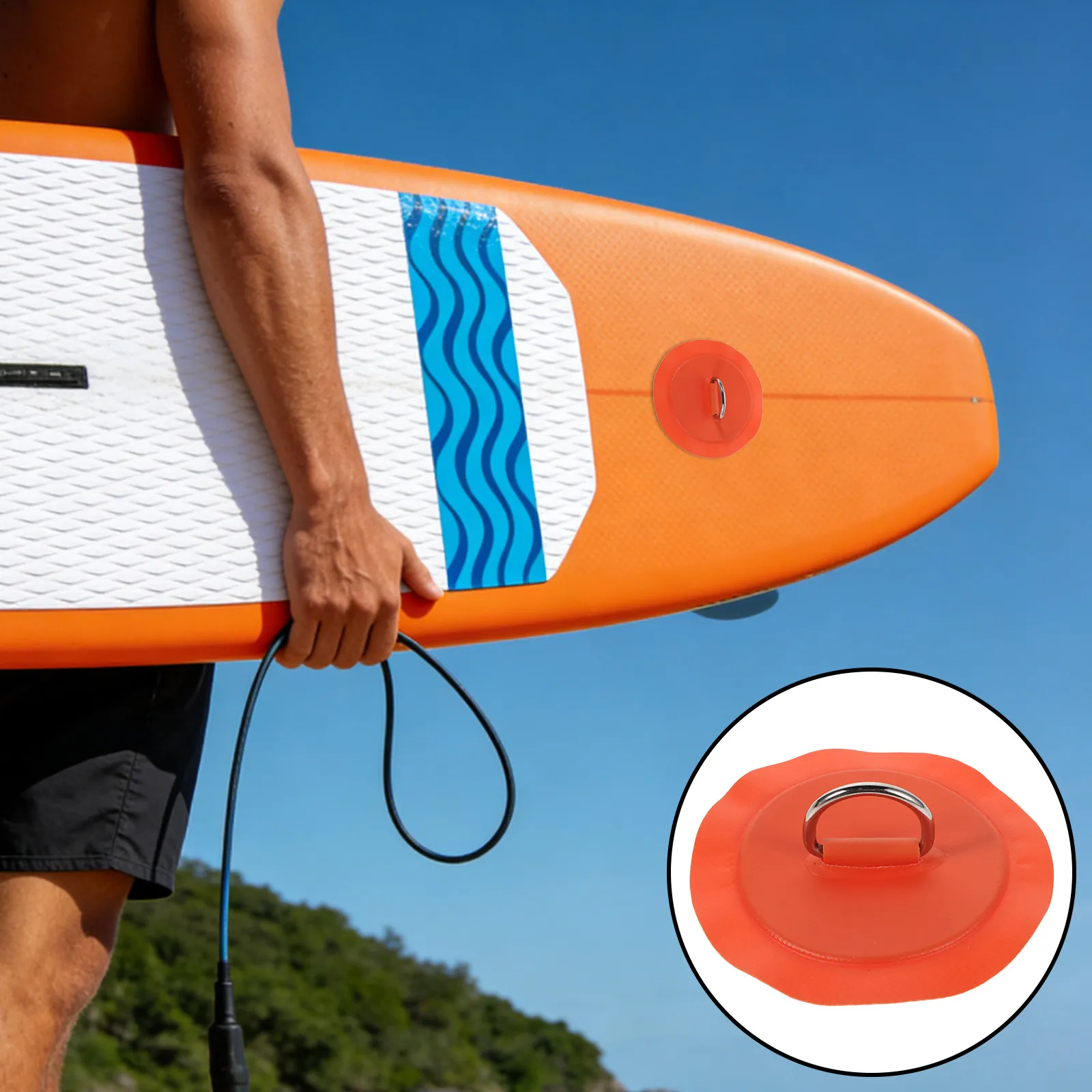 2 piezas de accesorios para tabla de surf, anillos en D naranjas para bote inflable, parche, hebilla flotante para tabla de paddle, clip para remo de kayak, D para kayak inflable