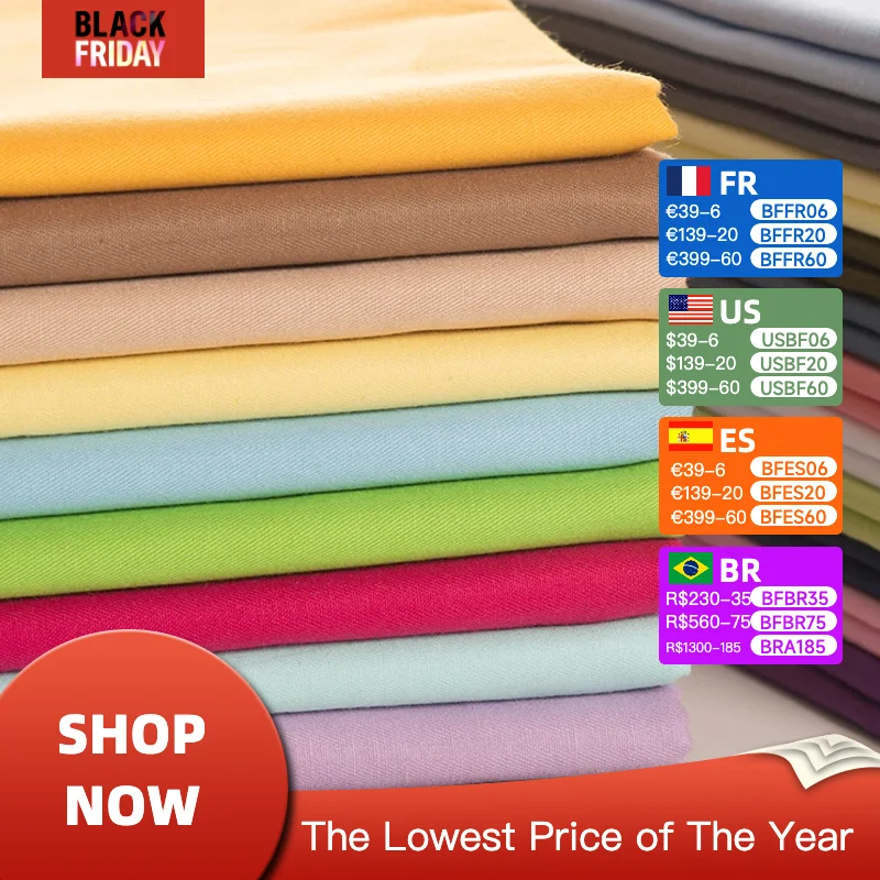 

Solid color cotton fabric for baby bedding, hand-made patchwork fabric for clothes, quilting, sewing dress