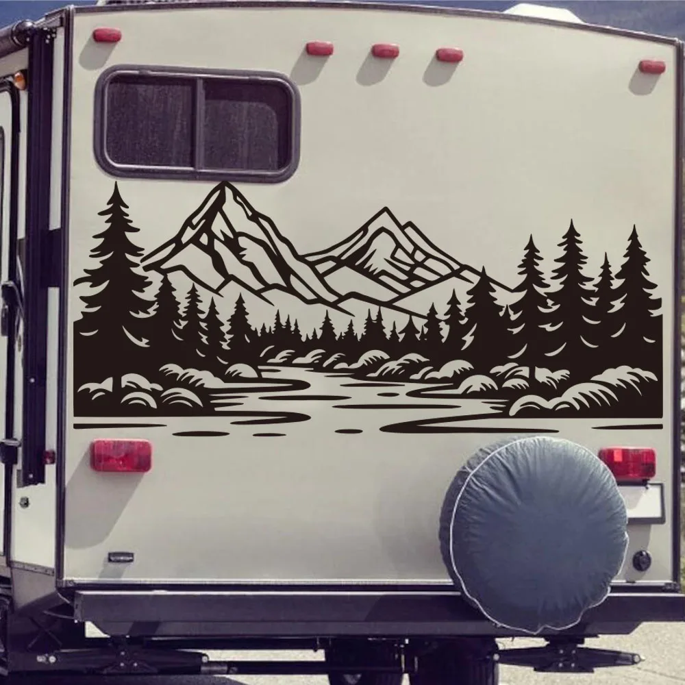 

Mountain River Scenic Camper Rv Car Sticker Decal Travel Explore Adventure for Camper Van Caravan Motorhome Sticker Graphic