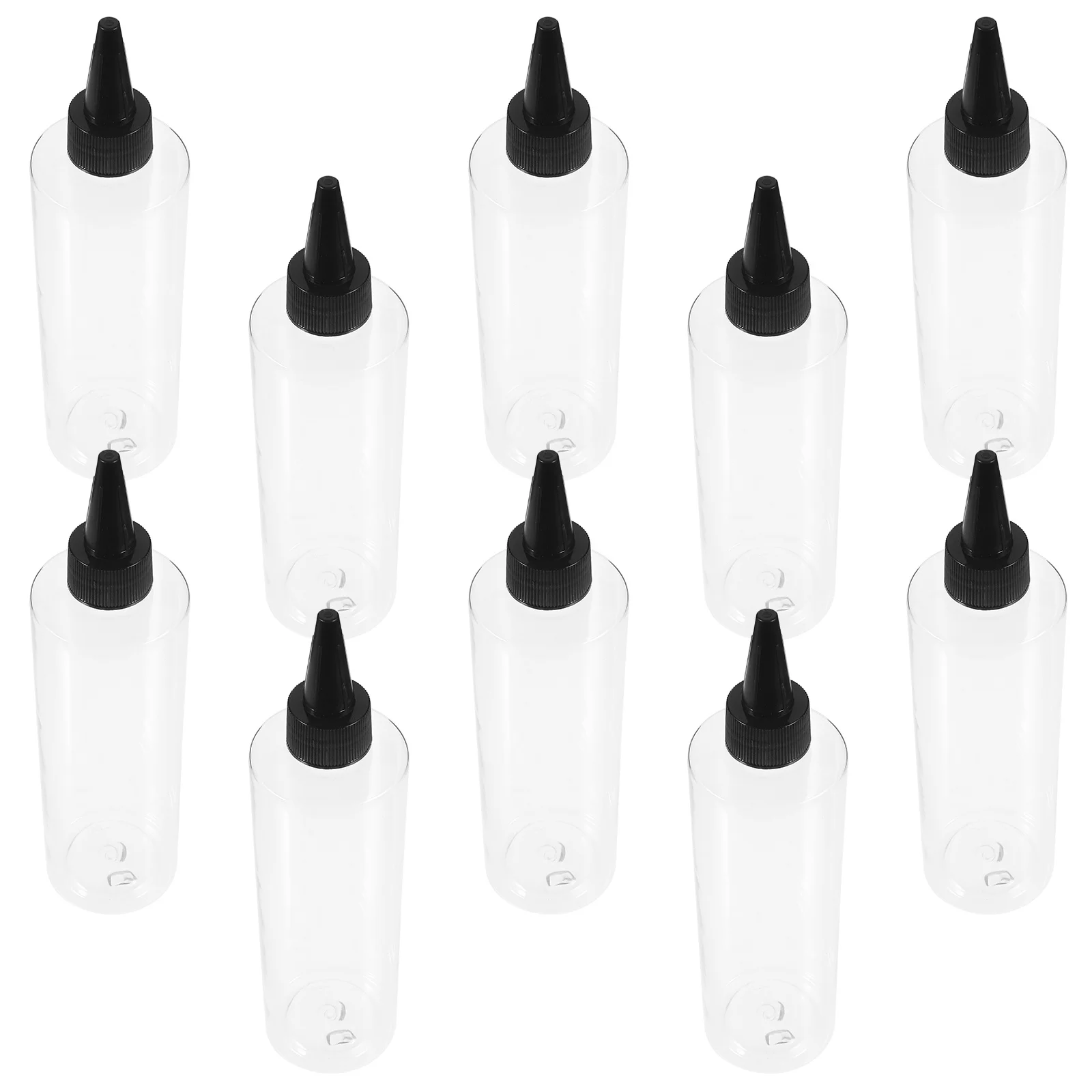 

10pcs 250Ml Pet Plastic Pointed Mouth Dye Bottles Transparent Easy Squeeze Fill Hair Coloring Storage Container For