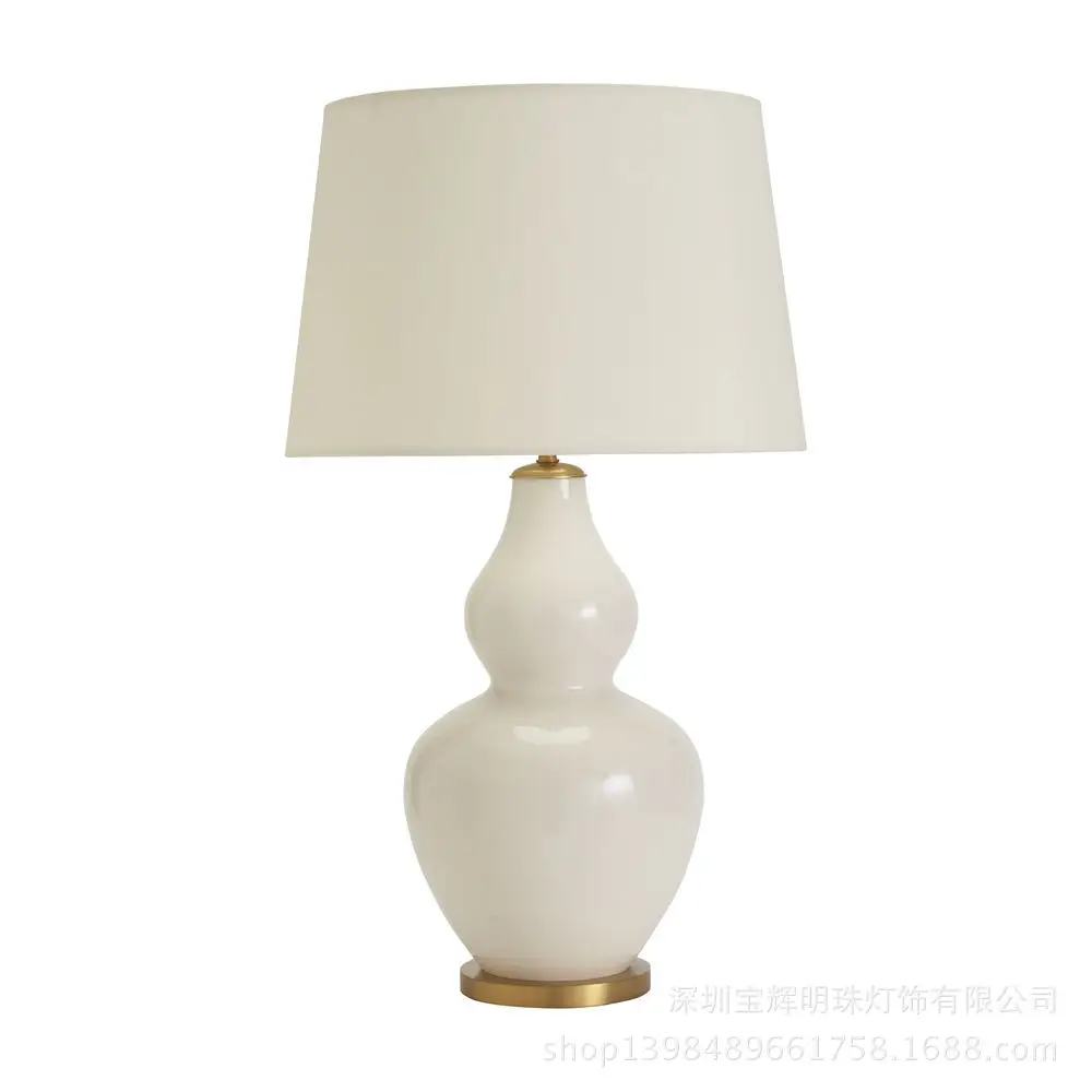 Europe Retro Ceramic Table Lamps White Ceramic Gourd Lamp Body For Bedroom Living Room Study Lamp