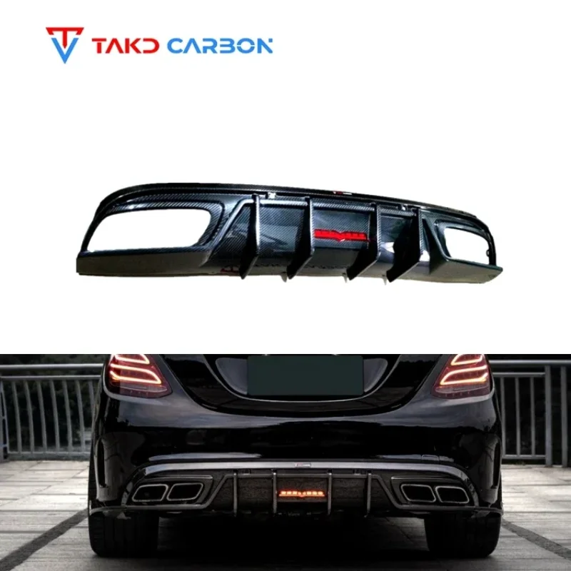 

Dry Carbon Fiber W205 Rear Bumper Lip Diffuser Rear Lip For Mercedes-Benz AMG W205 C63 2015-2021 Rear Diffuser