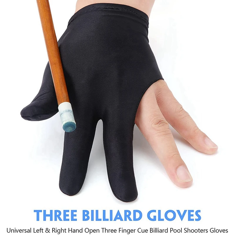 Breathable Pool Gloves Billiards Gloves Pool Left Right Hand Gloves Universal 3 Fingers Cue Gloves Cue Sports Gloves,60