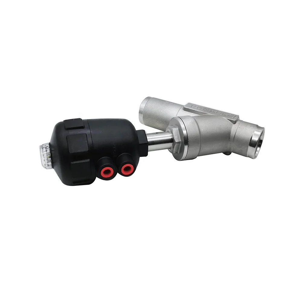 

DN40 Sanitary Stainless Steel SS304 Weld Pneumatic Actuated Angle Seat Valve with Plastic Head for Food Beverage Industries