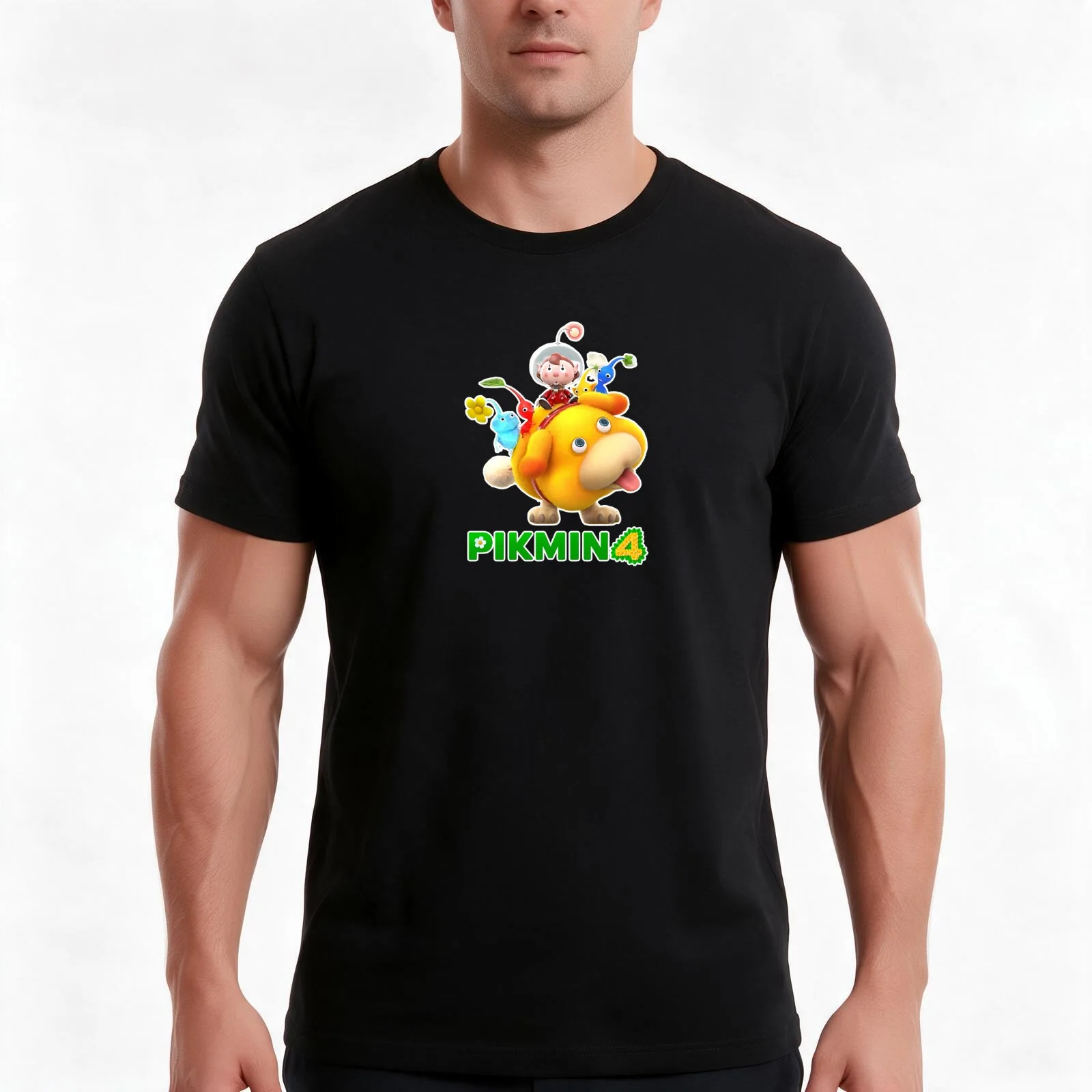 Pikmin, Pikmin 4, Rescue Pup Oatchi, Pikmin 2023, Logo T-Shirt, Summer Casual Cotton Tee, Oversized Streetwear Tops, 100% Cotton