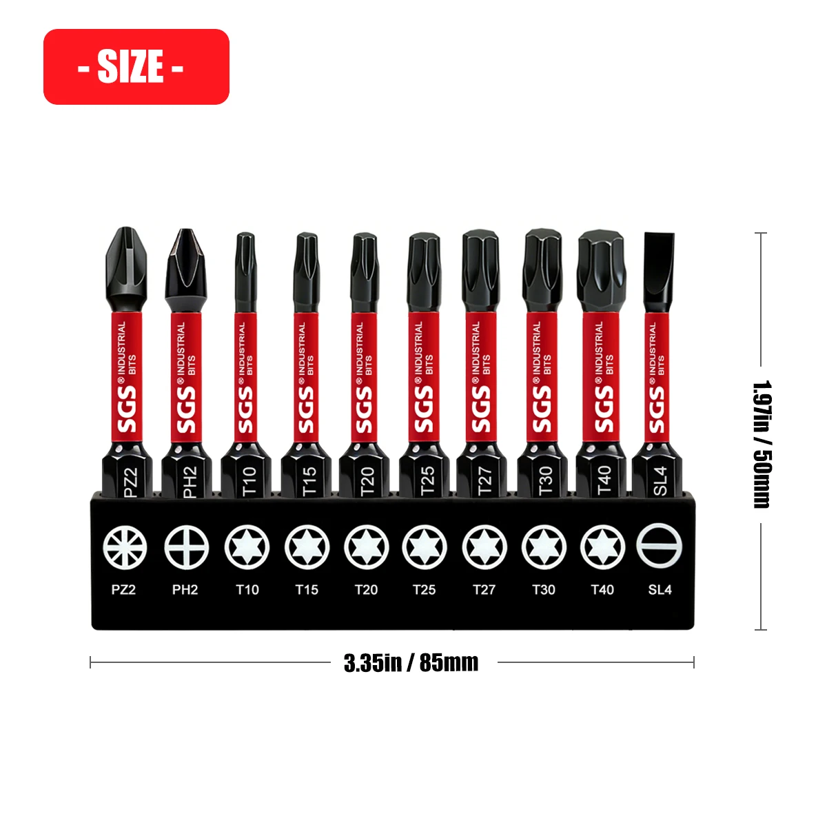 10-Piece Set of Phillips / Phillips-Shaped / Torx / Flathead Mixed Screwdriver Bits, 50mm, Industrial-Grade S2 Steel, Universal High-Hardness Repair Kit for Impact Drivers view 2