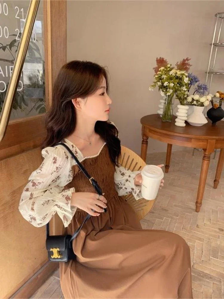 Midi Black Party Square Neck Woman Long Sleeve Dress Prom Clothing Beach Designer High Quality Luxury On Sales Dresses for Women