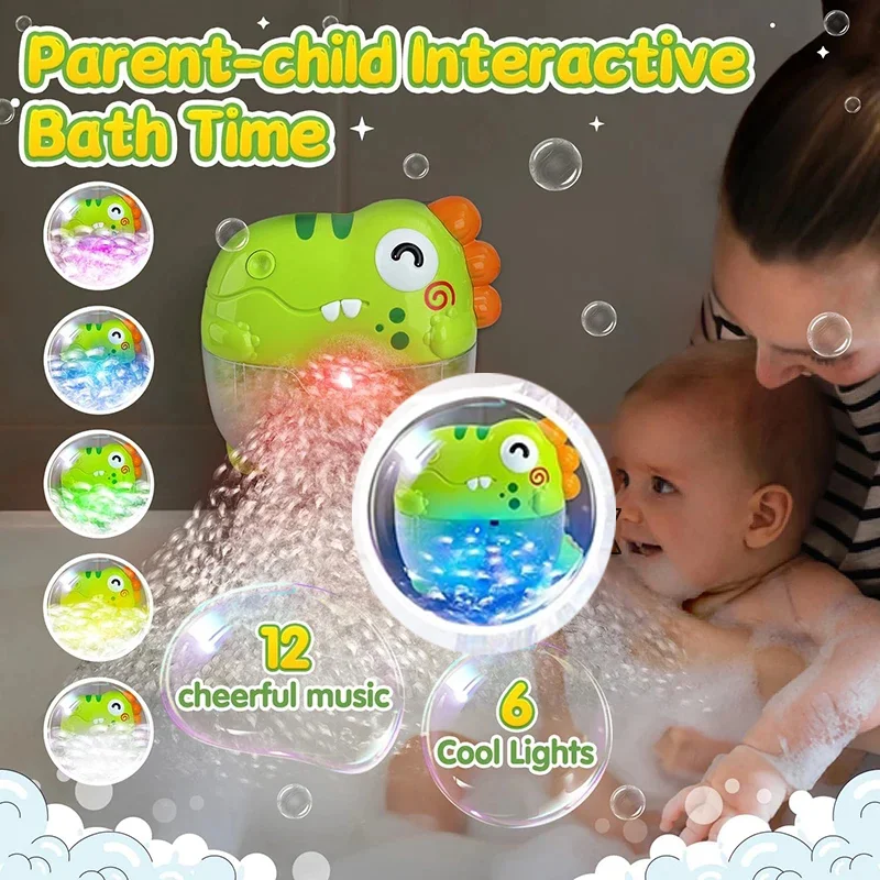 Baby Bath Toys Bubble Machine Dinosaur Crabs Music Kids Water Fun Bathtub Automatic Bubble Maker Bathroom Toy for Kid Gifts