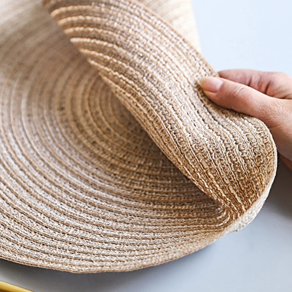 

8pcs Placemat Drink Coasters 11cm Cotton Mats Braided Table Pad Table Coasters Water Absorbent Heat Insulation