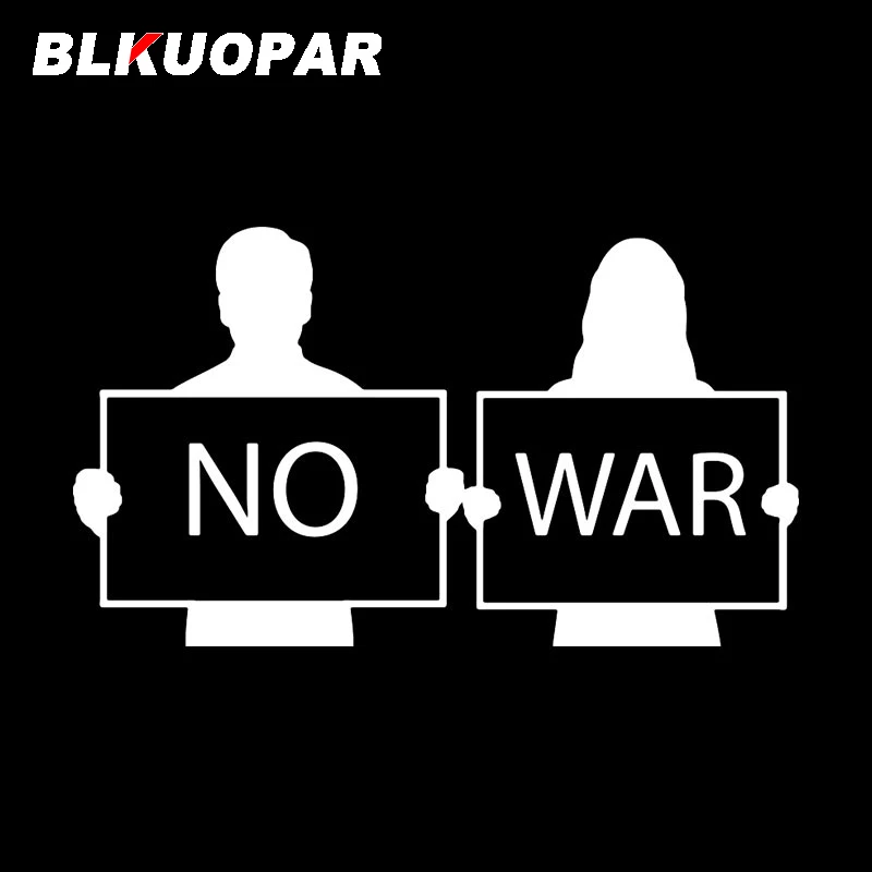 BLKUOPAR Men And Woman Holds Placard No War Car Sticker Waterproof Creative Graphics Fashionable Funny Vinyl Car Decoration