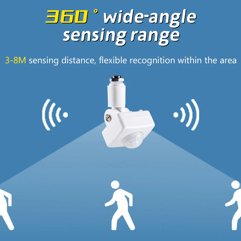 Датчик движения Регулируемый PIR-переключатель Светодиодный прожектор PIR Водонепроницаемый уличный датчик движения Детектор ﻿