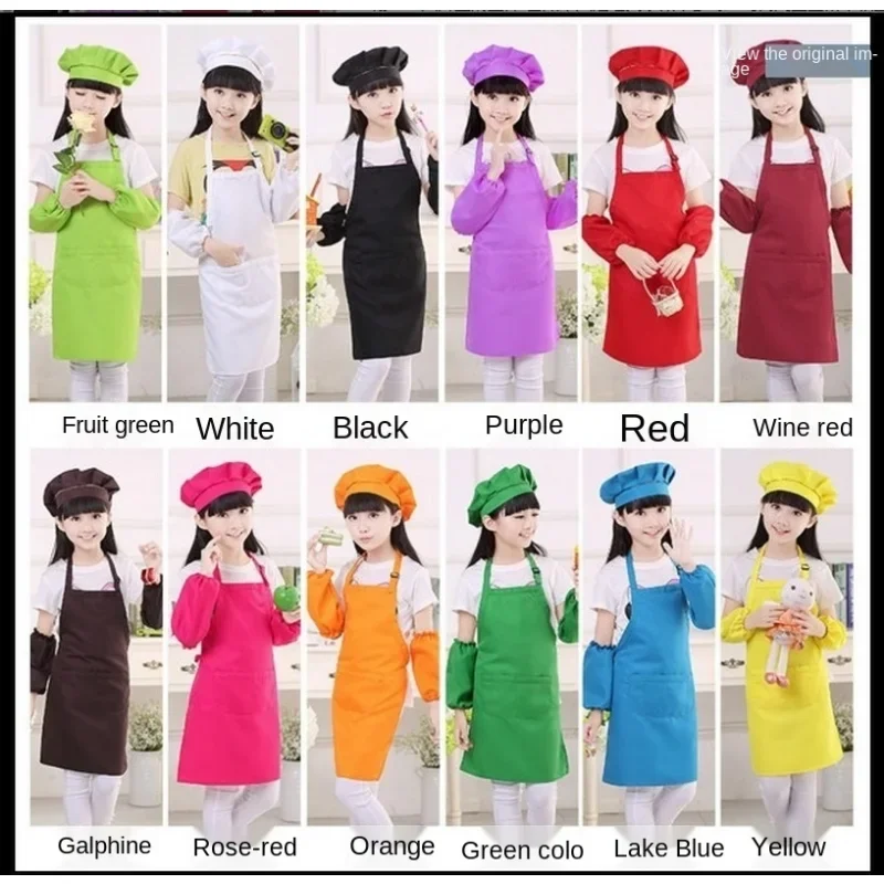 Children Front Pocket Bib Apron Kid Boys Girls Apron Kitchen Child Craft Kids Apron Child Painting Cooking Baby Pinafore